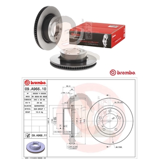 09 A966 11 จานเบรค ล้อ F (ยี่ห้อ BREMBO) รุ่น UV LEXUS LX (URJ201) ปี 2007-&gt;