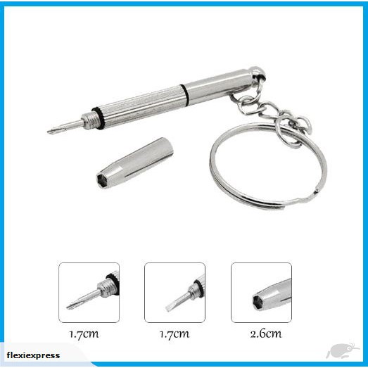 3 in 1 Keychain Screwdriver Repair Tool for Glasses and Watch - SILVER