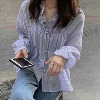 Womens Korean style temperament long-sleeved shirt