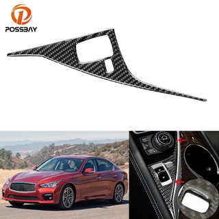 【สินค้าพร้อมส่ง】ฝาครอบแผงเกียร์ คาร์บอนไฟเบอร์ แบบเปลี่ยน สําหรับ Infiniti Q50 Q60 2014-2019