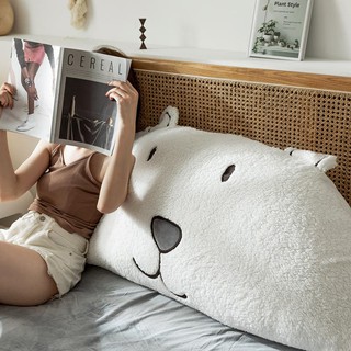 [พร้อมส่ง] Bear bed cushion หมอนหัวเตียง เบาะรองหัวเตียง น้องหมีนุ่ม หนา น่ารัก ตัวใหญ่ สีขาวนวล ถอดซักได้ มี 3 ขนาด