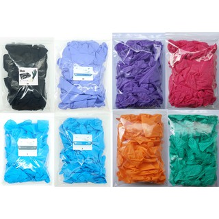 ถุงมือยาง ไม่มีแป้ง ถุงมือตรวจโรค (20 ชิ้นบรรจุในถุงซิป) สีฟ้าหนา/สีฟ้า/สีม่วง/สีดำ/สีขาว