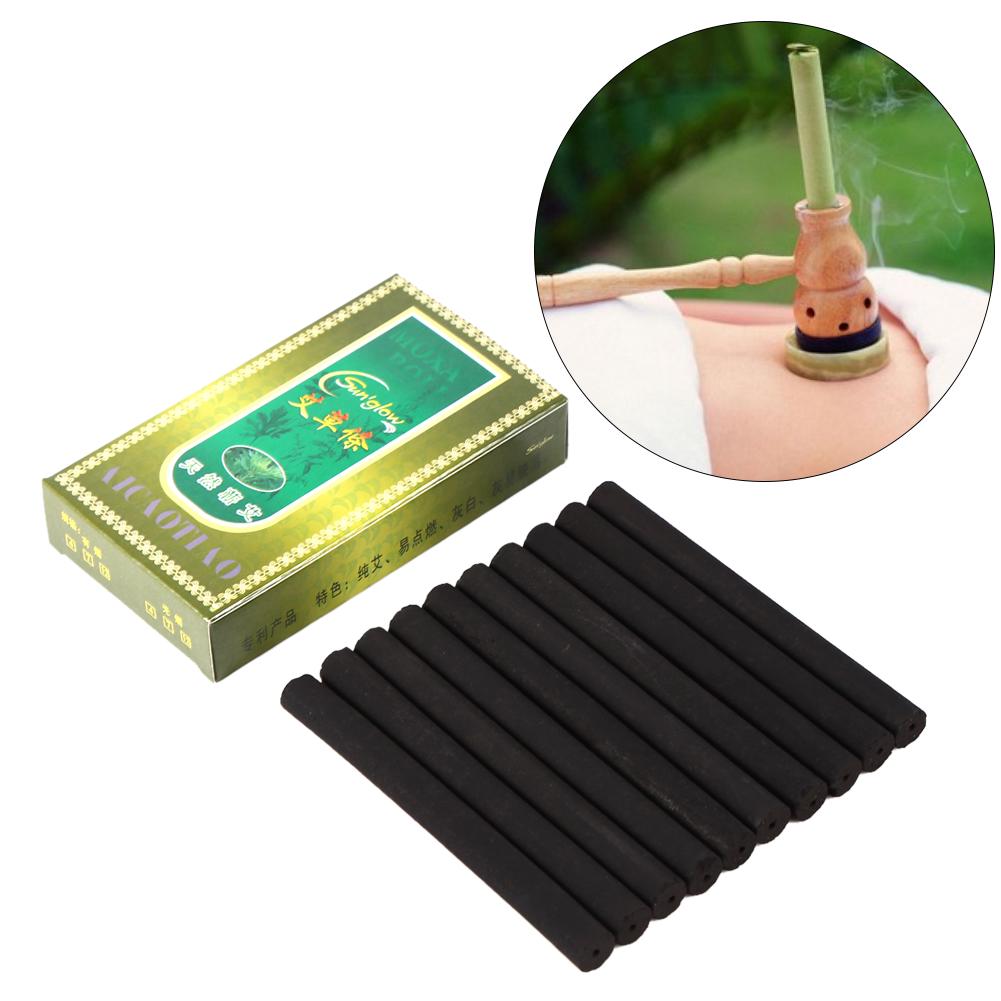 10pcs Black Traditional Smokeless Moxa Stick Roll Moxibustion Healing SP