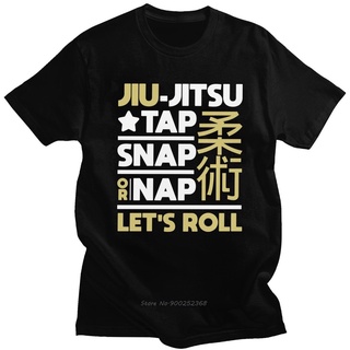 ROUNDคอลูกเรือNeckเสื้อยืดแขนสั้น ผ้าฝ้าย พิมพ์ลายคําคม BJJ Brazilian Jiu Jitsu สไตล์ฮาราจูกุ แฟชั่นสําหรับผู้ชาย-4XL