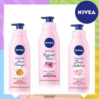 (ตัวใหม่/350 มล. ❣) Nivea White Lotion Radiant rose/Aura Orange/Dewy sakura ไวท์โลชั่นนีเวียสูตรใหม่ล่าสุด