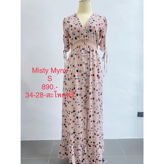 เดรสยาวผ้าลายดอกสีชมพูกะปิ MISTY MYNX SIZE S