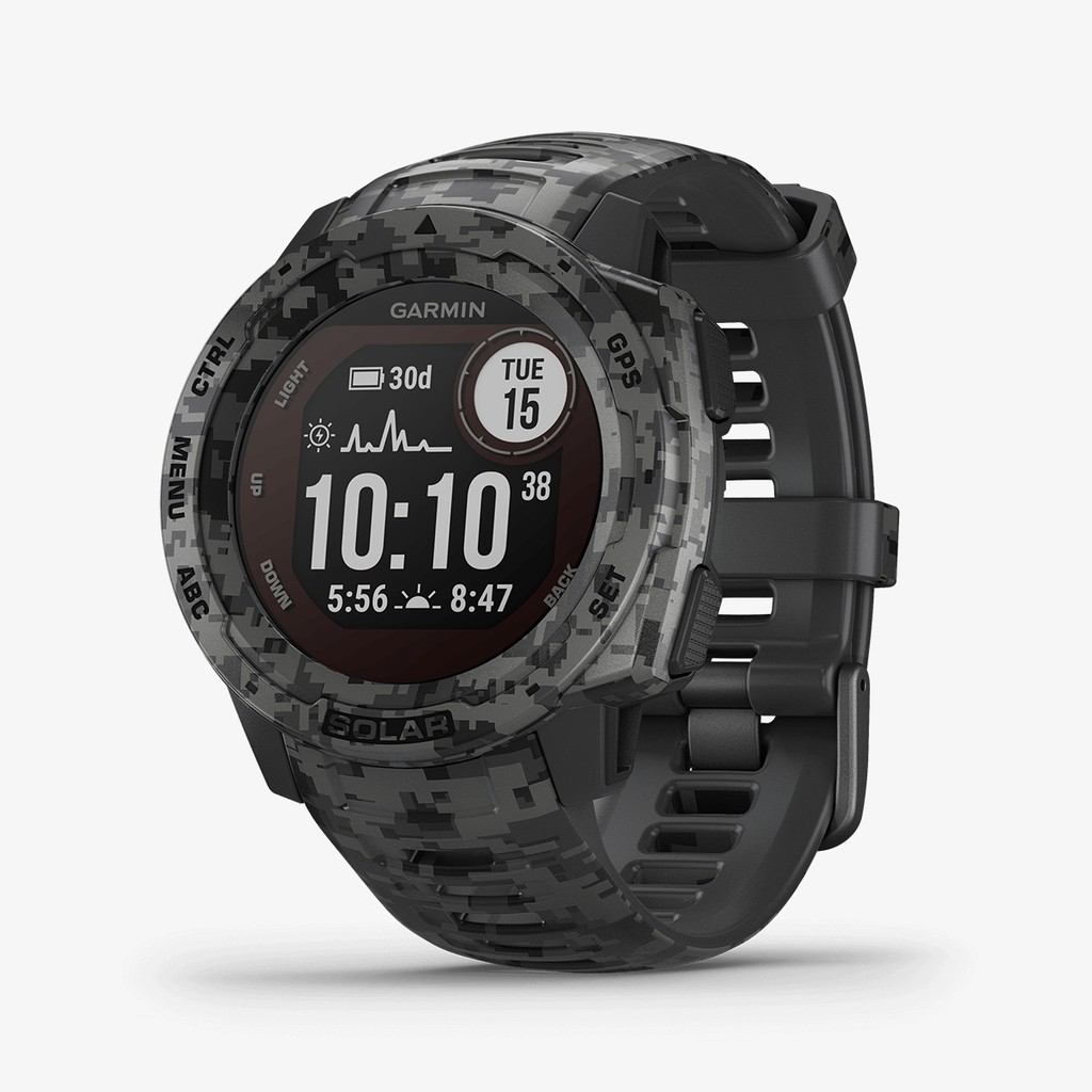 Garmin นาฬิกาข้อมือ Instinct Solar, Camo Edition, GPS Watch, Graphite Camo, SEA รุ่น 010-02293-52