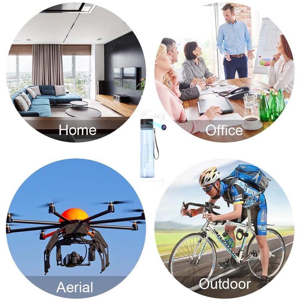 กล้อง Full HD 1080P พร้อม Wifi Mini กล้องแบบพกพาถ้วยน้ําสํานักงานกล้องขวดน้ําไร้สาย Nanny Cam