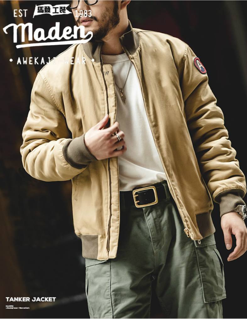 Maden  tooling men's American retro M1942 tank suit cotton coat furious jacket military style stand 