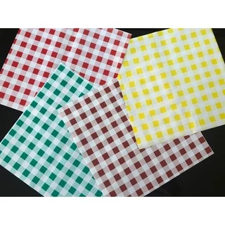 กระดาษห่อเบอร์เกอร์ (Burger paper) #ลายสก๊อต ขนาด 12x12 นิ้ว(100ใบ/แพ็ค)-food grade