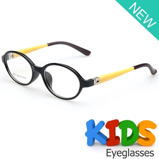 Japan ญี่ปุ่น แว่นเด็ก แฟชั่น รุ่น 8801 C-2 สีดำขาเหลือง วัสดุ พีซี เกรด เอ PC A กรอบเต็ม ขาสปริง แว่นตาเด็ก Kid Glasses