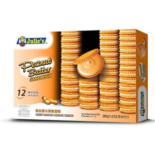 คุกกี้บิสกิตสอดไส้เนยถั่ว Julies Peanut Butter Sandwich Cookies 340g