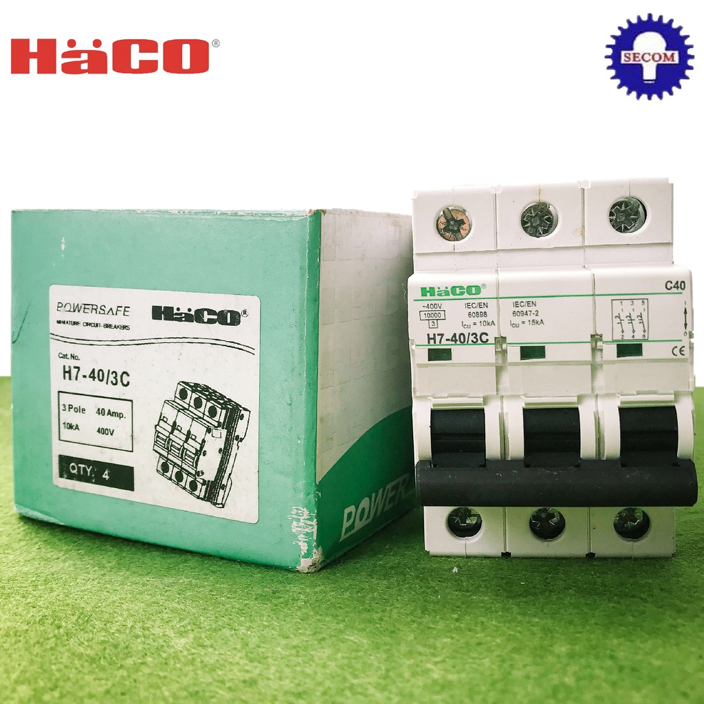 ลูกเซอร์กิต HACO MCB H7-40/3C 3P 40A 230/400V Miniature Circuit Breaker HACO 3P 40A เซอร์กิตเบรกเกอร
