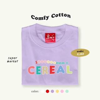 (oversize_myshoppt) เสื้อยืดโอเวอร์ไซส์ สกรีนลายอักษร Sooooo CEREAL