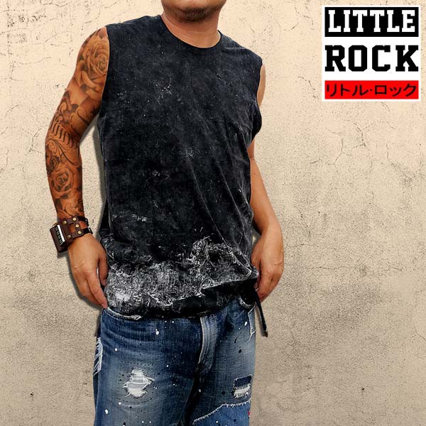 เสื้อยืด แขนกุด little rock ผ้าฝอก สีดำ ใส่ได้ทั้ง หญิง ชาย เด็ก ผู้ใหญ่ Unisex ใส่เป็น Over size ได้ มัหลายขนาด