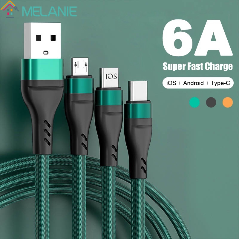 6a แหตาข่ายตกปลา ชาร์จเร็ว หนึ่งถึงสาม สายเคเบิลข้อมูล / Type-C Micro USB ชาร์จเร็ว / สายเคเบิล Micro USB