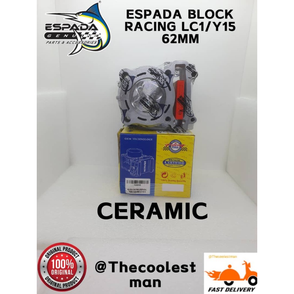 ️ ESPADA YAMAHA LC135 /Y15 ZR BLOCK RACING ESPADA CERAMIC (62MM 63MM 65MM) Y15 ZR !!