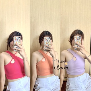 Suncloud.th🍒เสื้อสายเดี่ยวไขว้ crop🍒