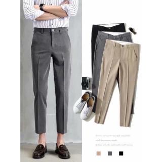 🌟 พร้อมส่ง🌟Fashion Casual Slacks Cropped Pants  กางเกงสแล็คชาย 5ส่วน สไตย์เกาหลี กางเกงขายาวชาย