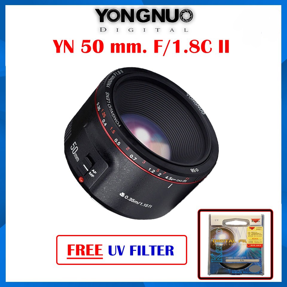 Yongnuo YN 50mm. F/1.8C II โฉมใหม่ เม้าส์ โลหะ Free UV Filter รับประกัน 6เดือน