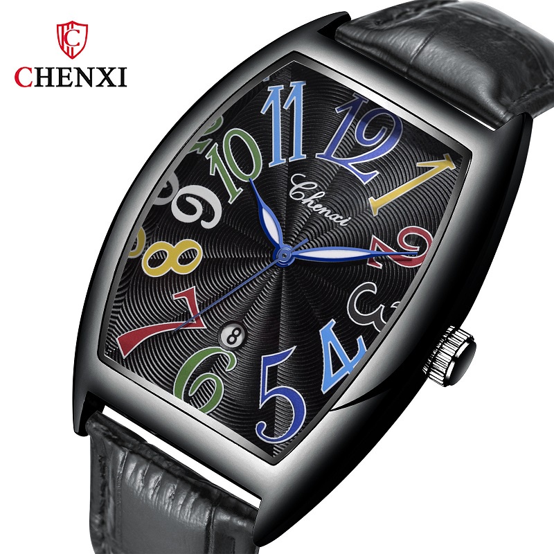 Chenxi นาฬิกาข้อมือควอตซ์แฟชั่น สายหนัง หรูหรา สําหรับบุรุษ ของขวัญ 8217