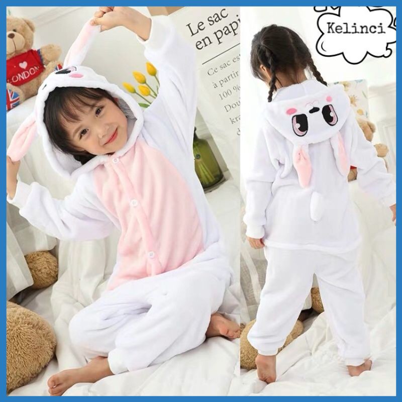 Putih แฟชั่น CHILDRENS WHITE RABBIT COSTUME Yf9 ONESIE CLOTHES RABBIT BUNNY RABBIT COSTUME