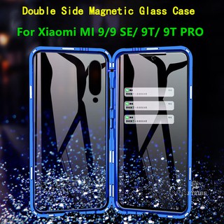 เคสโทรศัพท์กรอบโลหะเคสกันชนเคสฝาพับเคสแข็งสำหรับ Xiaomi mi 9 se 9t pro Front Glass Casing cases Metal Case Cover