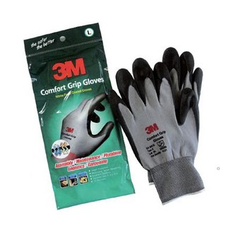 3M Comfort Grip Gloves ถุงมือไนลอนเคลือบด้วยสารไนไตร (สีเทา) ไซส์ L (ใหญ่ 9 นิ้ว)