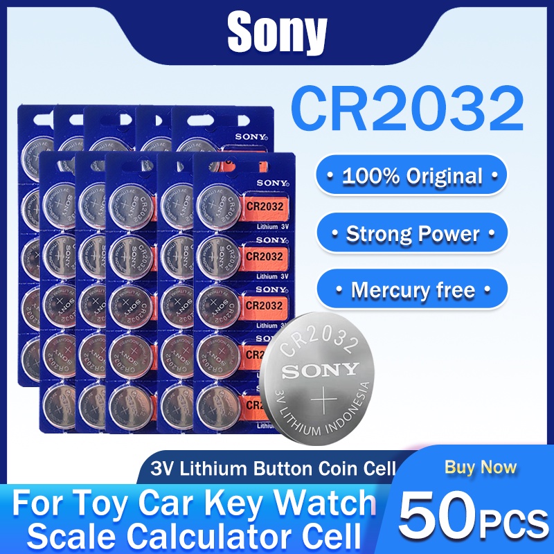 50pcs Sony CR2032 CR 2032 DL2032 3V Lithium Battery ECR2032 For Toy Car Key Watch Scale Shaver Mouse