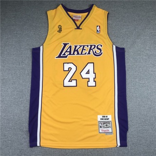 【10 สไตล์】เสื้อกีฬาบาสเก็ตบอล ลาย NBA Los Angeles Lakers 24# Kobe BRYANT เสื้อกีฬาบาสเก็ตบอล คอวี สีเหลือง