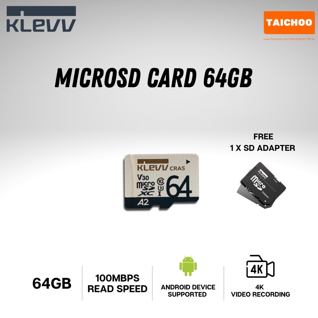 การ์ดหน่วยความจํา Klevv CRAS microSDXC 64GB