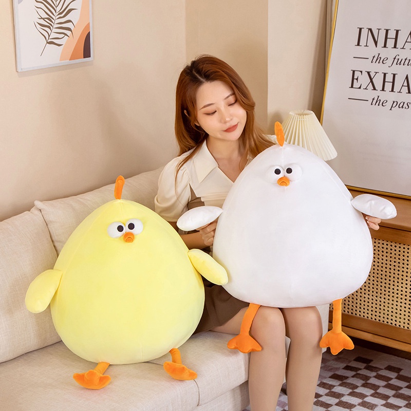 ของเล่นตุ๊กตา โอเวอร์ไซส์ ตุ๊กตาไก่ ไก่น้อยสีเหลืองน่ารัก ตุ๊กตานุ่มๆ ของขวัญสำหรับสาวๆ