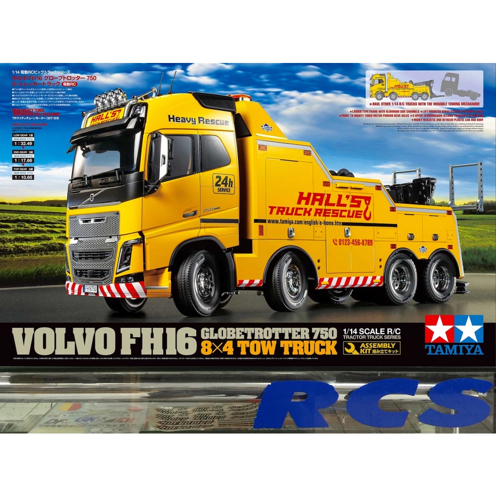 🏁 TAMIYA 56362 ชุดคิท 1/14 SCALE RADIO CONTROL VOLVO FH16 GLOBETROTTER 750 8x4 TOW TRUCK ต้องไปสร้าง