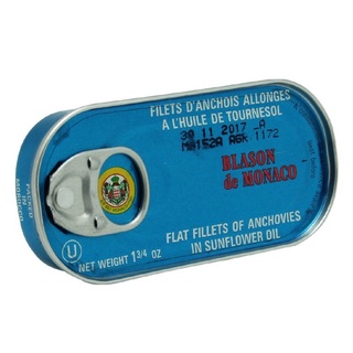 ปลาแองโชวี่ ดองในน้ำมันทานตะวัน ขนาด 50 กรัม Anchovies In Soya Oil 50 g BLASON DE MONACO