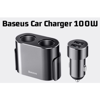 Baseus ที่จุดบุหรี่ในรถยนต์ Dual USB Car Charger Adapter 100W Car-Charger ที่จุดบุหรี่อัตโนมัติ