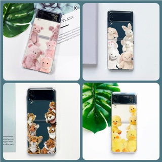 🇰🇷[Korean Samsung Galaxy Z Flip 3] Animal friends Clear Case Slim Fit Cute Case Made in Korea