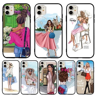 เคสโทรศัพท์ซิลิโคน Samsung Galaxy A6 A6+ Plus A7 A8 A8+ Plus A9 2018 หญิงสาวที่วาดด้วยมือ ปลอก อ่อน