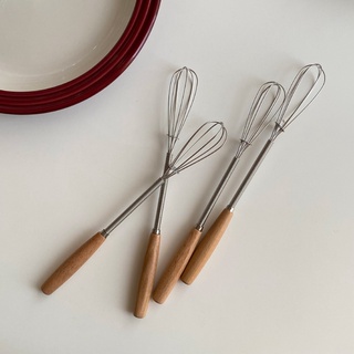 HERA เครื่องตีไข่ ที่ตีไข่ ตะกร้อตีไข่ สแตนเลส เครื่องครัว อุปกรณ์ทำขนม Egg Beater Wooden Handle Whisk Mixer Hand Whisk Mixer Kitchen Baking Tools