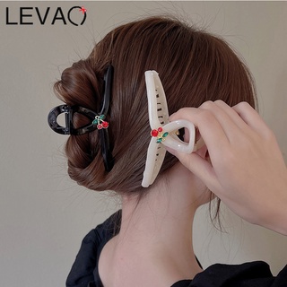 Levao กิ๊บติดผม สีพื้น สไตล์เกาหลี เรียบง่าย 11 ซม. เชอร์รี่ ไม้กางเขน เครื่องประดับผม สําหรับผู้หญิง