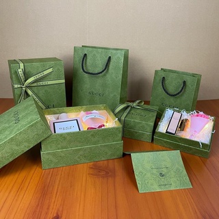 Guccis &amp; Cool Green Series กล่องของขวัญ กล่องน้ําหอม ลิปสติก กล่องบรรจุภัณฑ์ ถุงกระดาษ กล่องของขวัญ ถุงหิ้ว