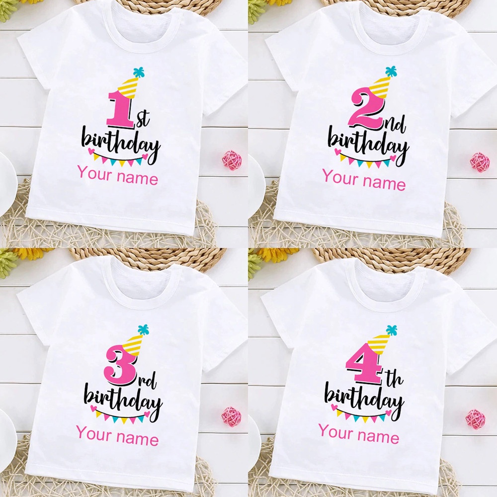 เสื้อยืดคอกลม แขนสั้น ลาย Birthday ขนาดเล็ก สําหรับเด็ก