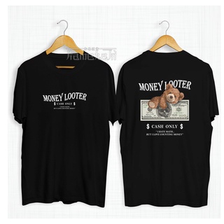 เสื้อยืด ผ้าฝ้าย พิมพ์ลาย Monney LOOTER TEDDY BEAR Distro โอเวอร์ไซซ์ สไตล์สตรีท ยุค 30 สําหรับผู้ชาย และผู้หญิง