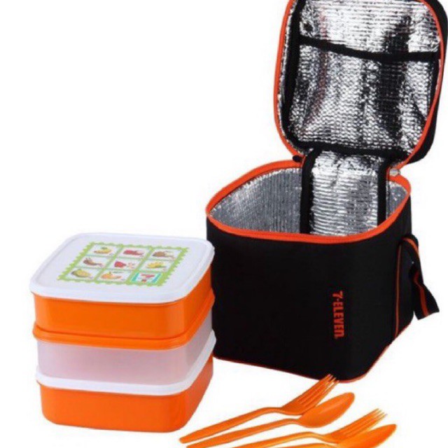 ชุดกล่องข้าว 7-11 พร้อมกระเป๋าเก็บความร้อนอย่างดี ครบชุด