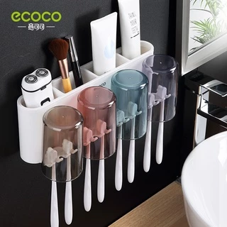 [พร้อมส่ง]ECOCO ที่เก็บแปรงสีฟัน แบบติดผนัง ที่บีบยาสีฟัน ในห้องน้ำ ติดตั้งง่าย ชั้นวางของในห้องน้ำ E1922