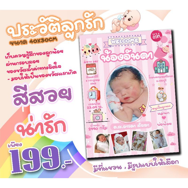 รูป กรอบรูป กรอบลอย ประวัติลูกรัก สวย สดใส ราคาถูก 199บาท จัดส่งทุกวัน