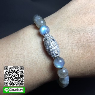 Labradorite ลาบราโดไรท์ 8 มิล รวมชาร์มเพชร (สอบถามก่อนสั่งซื้อนะคะ)