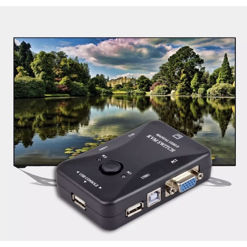 USB KVM Switcher Box VGA  2 Port USB 2.0 Kvm