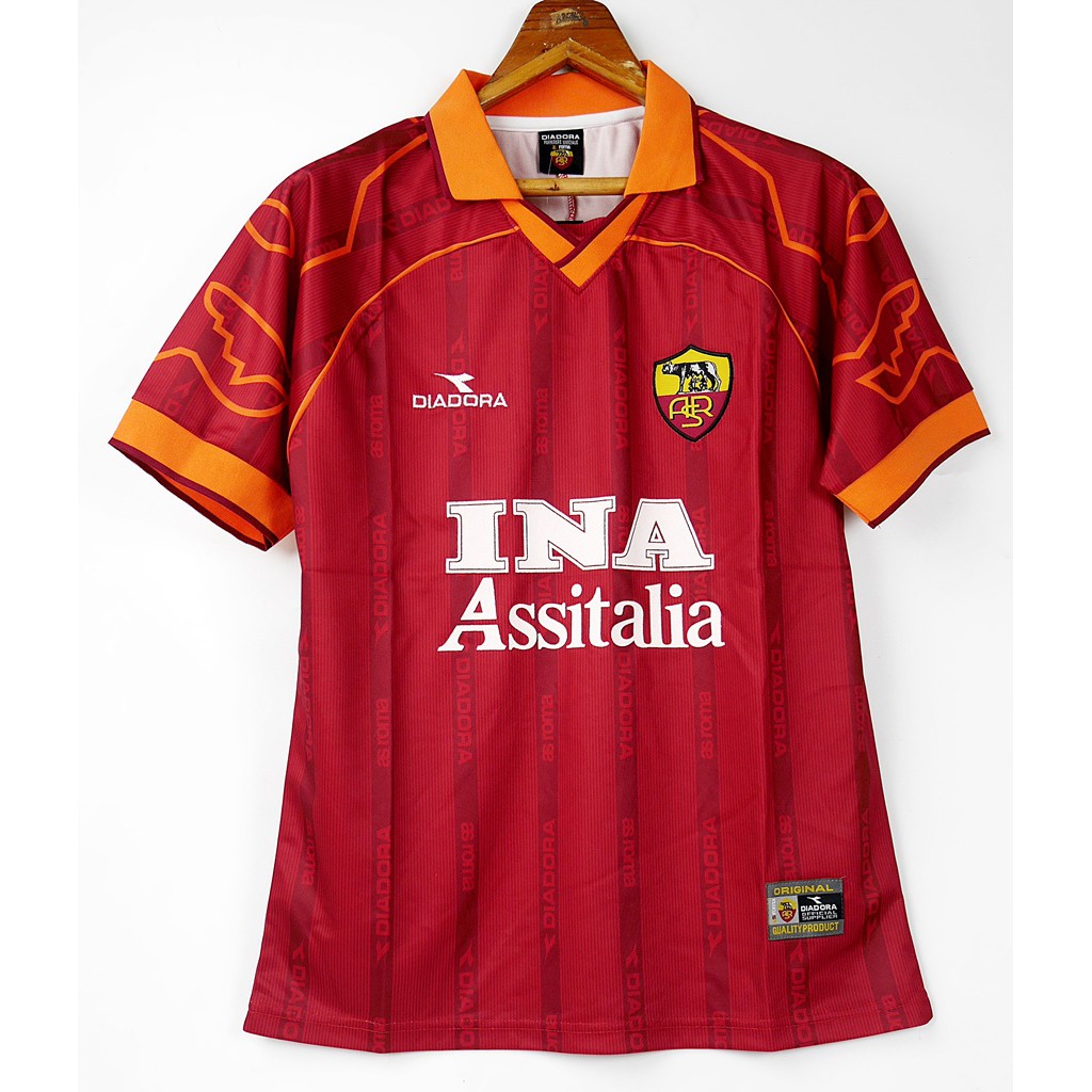 Francesco Totti AS Roma New Men’s Retro Vintage Diadora Home Soccer Jersey - L e