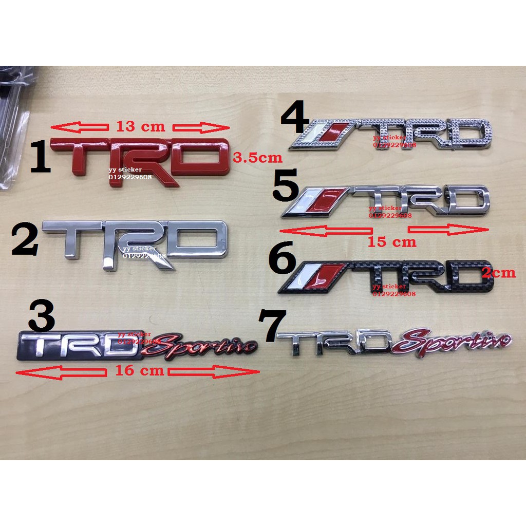 โลโก้ TOYOTA TRD sportivo EMBLEM TOYOTA TRD สําหรับ TOYOTA VIOS HILUX TOYOTA WISH ZGE