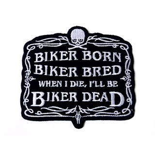 ป้ายBiker Dead ป้ายหลุมศพ  Biker ไบค์เกอร์ งานเท่ห์ๆ ตัวรีดติดเสื้อ ตัวรีด (Size M) อาร์มรีด อาร์มรีดติดเสื้อ